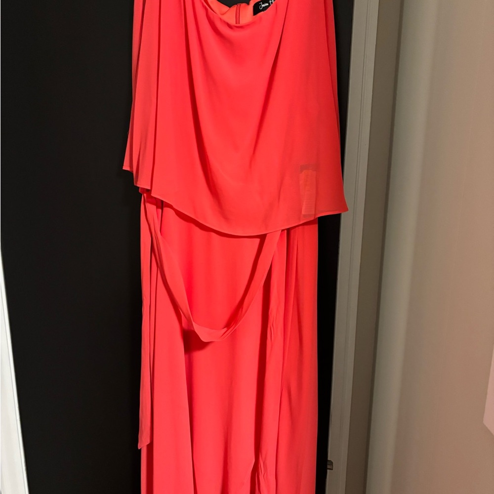 Jessica Howard Vibrant Coral Asymmetrical Dress
